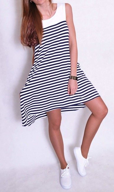 Sommerkleid SeXy TUNIKA Marine Kleid lässig Urlaub ärmellos S M L XL (363)