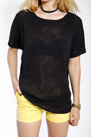 Sweter z łezką na plecach 566 czarny