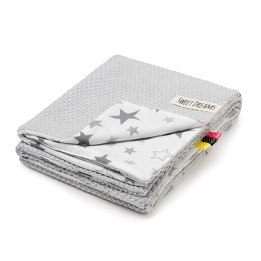 Babydecke Sommer Decke, Strickdecke ohne Füllung, 100% Baumwolle Baby Neugeborenen Junge Mädchen, Kuscheldecke Baumwolldecke Krabbeldecke für Kinderwagen weich 75x100 (1040) (Grau / Sterne)