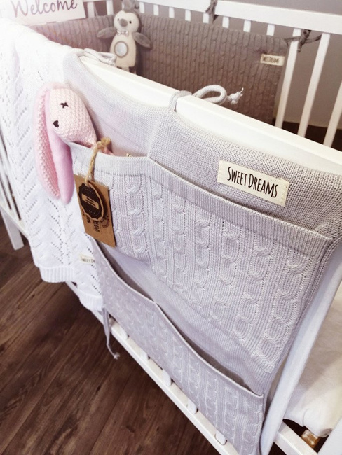 SweetDreams Baumwolle Baby Betttasche für Baby Bett, Utensilio, Wandaufbewahrung, Aufbewahrung fürs Kinderbett (1025)