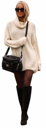 Mikos Damen Strickpullover Sweater Rollkragen Pullover Kuscheliger Jumper Strick Pulli Oversize (648)