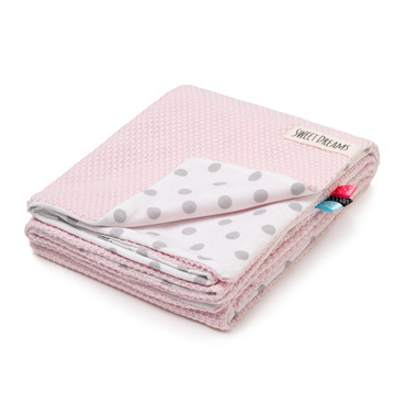 Babydecke Sommer Decke, Strickdecke ohne Füllung, 100% Baumwolle Baby Neugeborenen Junge Mädchen, Kuscheldecke Baumwolldecke Krabbeldecke für Kinderwagen weich 75x100 (1040) (Rosa/Graue Tupfen)