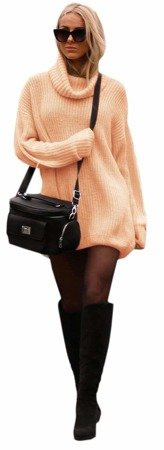 Mikos Damen Strickpullover Sweater Rollkragen Pullover Kuscheliger Jumper Strick Pulli Oversize (648)