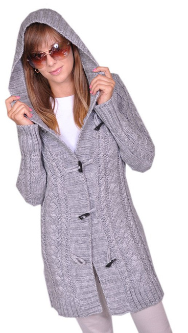 Sweter kardigan z kapturem 951