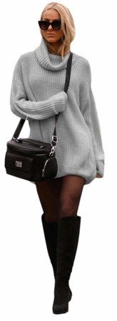 Mikos Damen Strickpullover Sweater Rollkragen Pullover Kuscheliger Jumper Strick Pulli Oversize (648)