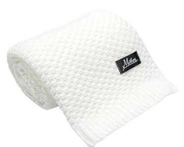 Mikos Kocyk dzianinowy ciepły dla niemowlaka do fotelika wózka Łóżeczka dziecięcy na chrzest 1033 biały