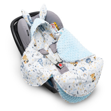 Babydecke MINKY mit Kapuze Einschlagdecke Babyschale Kinderwagen Decke (1037)