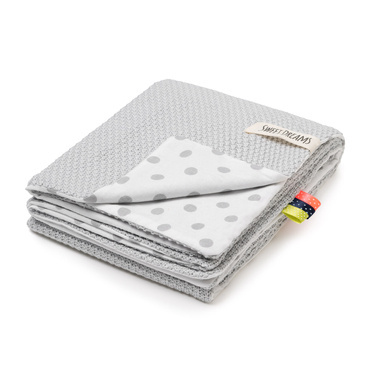 Babydecke Sommer Decke, Strickdecke ohne Füllung, 100% Baumwolle Baby Neugeborenen Junge Mädchen, Kuscheldecke Baumwolldecke Krabbeldecke für Kinderwagen weich 75x100 (1040) (Grau/Graue Tupfen)