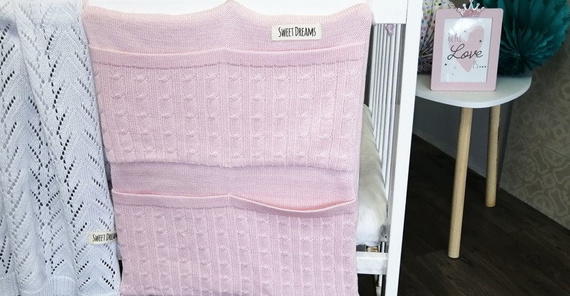 SweetDreams Baumwolle Baby Betttasche für Baby Bett, Utensilio, Wandaufbewahrung, Aufbewahrung fürs Kinderbett (1025)