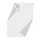 Mikos Kocyk dziecięcy z ozdobnym króliczkiem wykonany z 100% bio bawełny organicznej z certyfikatem GOTS dwustronny dzianinowy cienki na lato do wózka łóżeczka do przedszkola niemowlęcy tkany 1041 szary/grochy