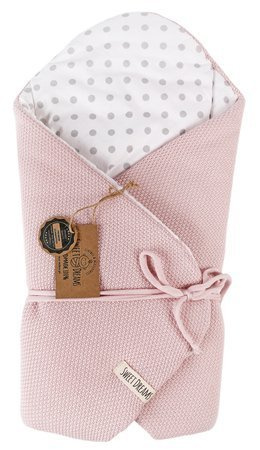 Mikos becik rożek niemowlęcy 75x75 bawełna 1024 brudny róż/grochy