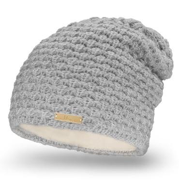 Mikos czapka klasyczna beanie czapka z ociepleniem z polaru na jesień zimę 687 szary
