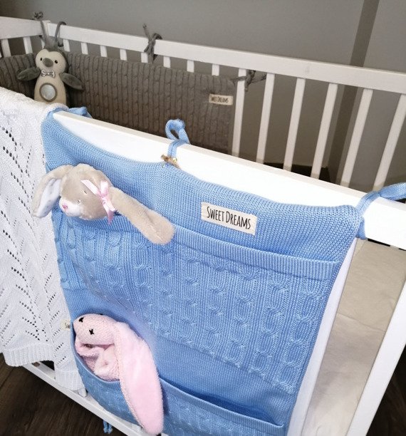 Mikos praktyczny organizer przybornik do łóżeczka niemowlaka 52cm. x 40cm. - 1025 niebieski
